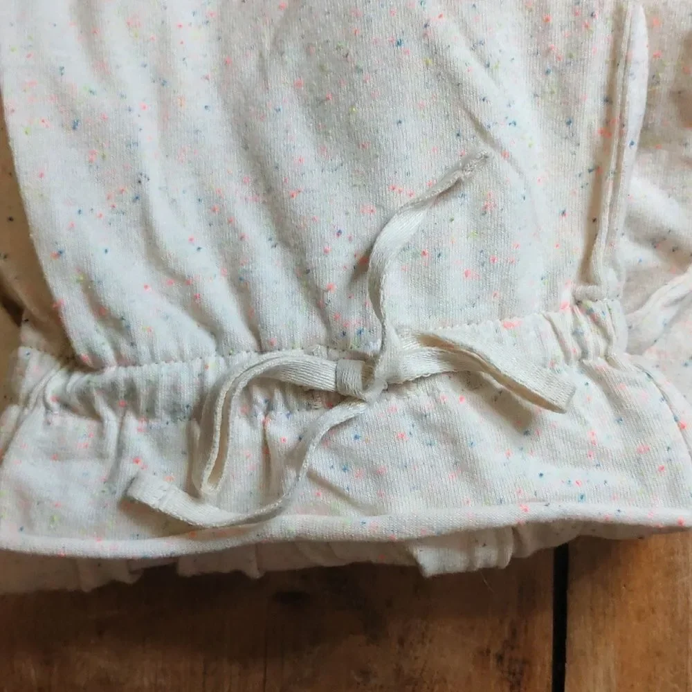 Tea Collection dress size 5 long sleeve cotton Cream rainbow speck Cotton Spring